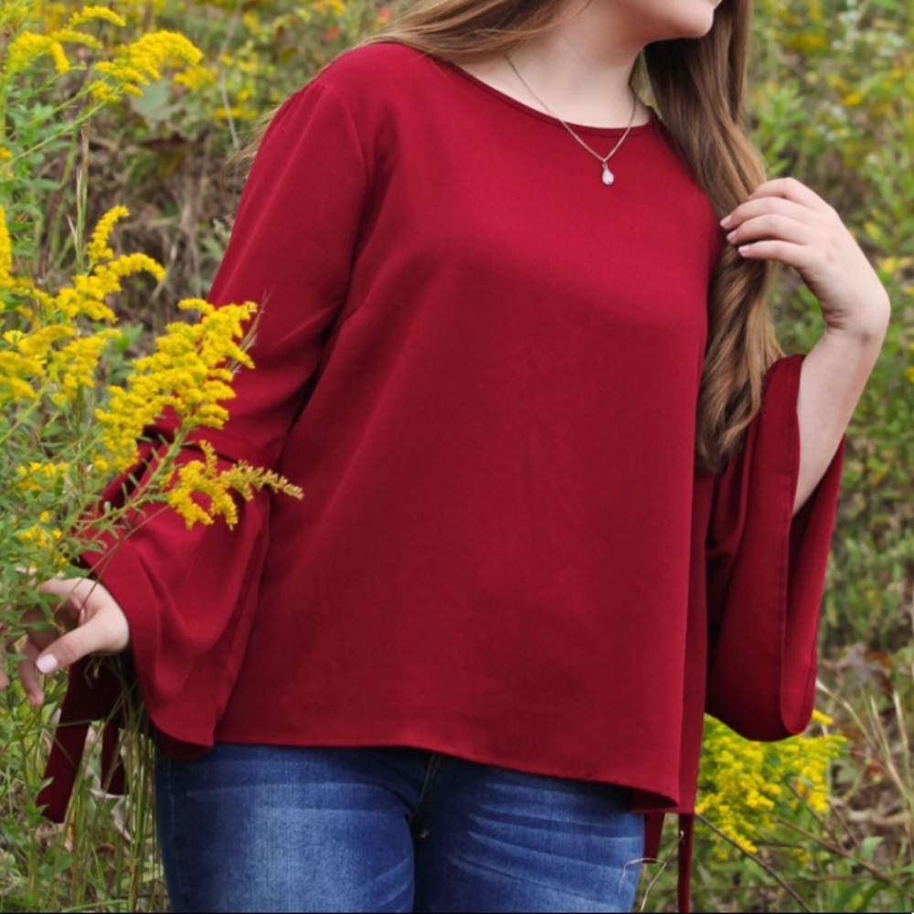 Red Long Sleeve Blouse